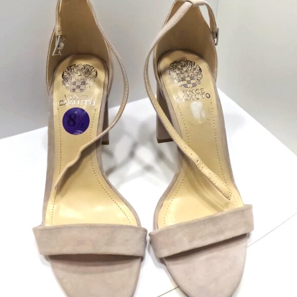 VINCE CAMUTO HEELS WOMEN SHOE SIZE 8.5 SUEDE CREAM - Picture 1 of 4